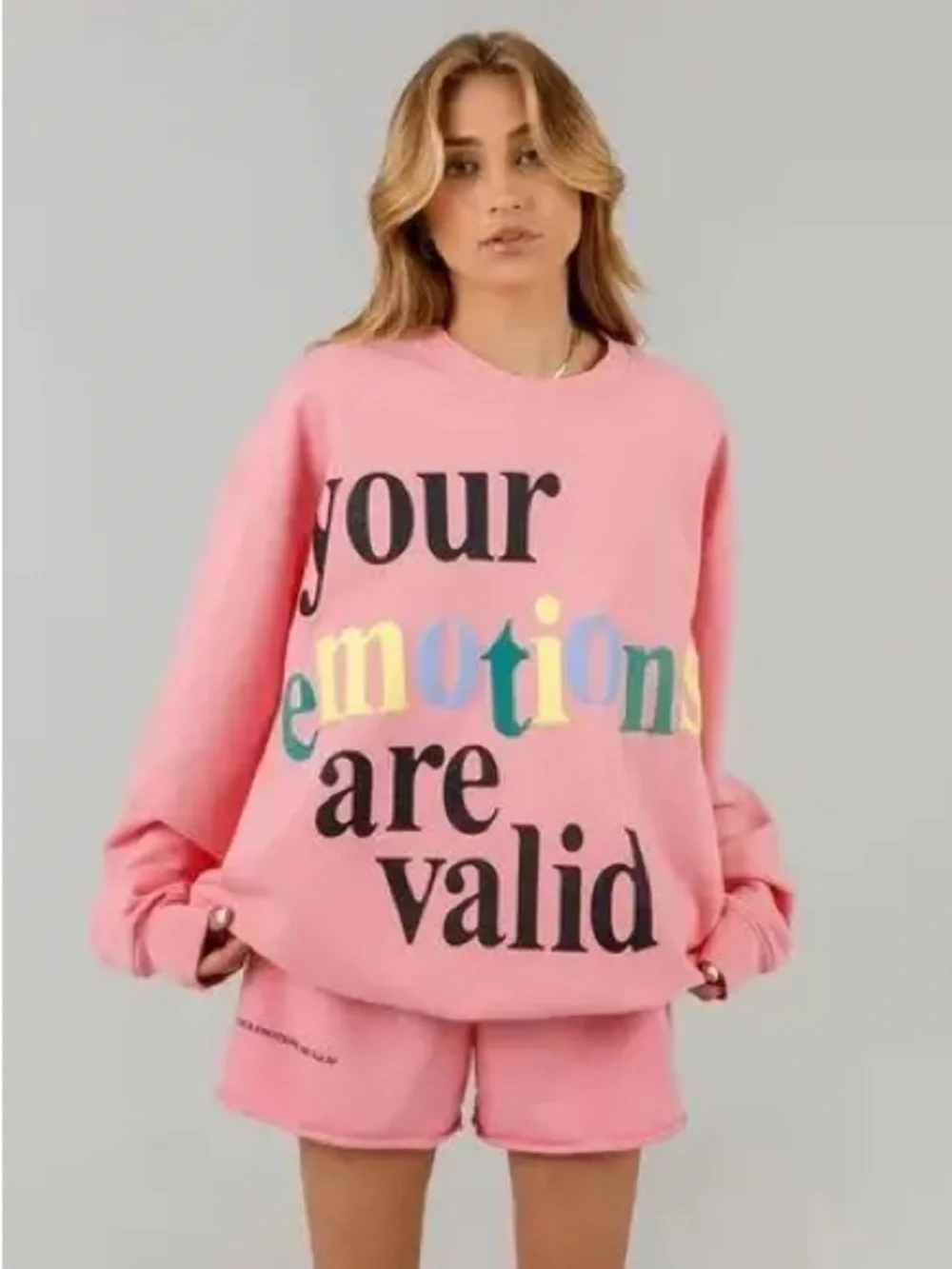 The Mayfair Group Pink 'Your Emotions Are Valid' Sweatshirt - Picture 1 of 6